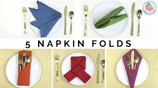 5 EASY Napkin Folding Tutorials  Folding Napkins Techniques Cloth Napkins [upl. by Macswan]