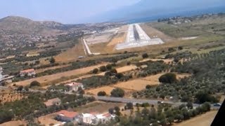 AMAZING B737 onboard cockpit video of landing in EXTREME crosswind at Samos [upl. by Schellens]