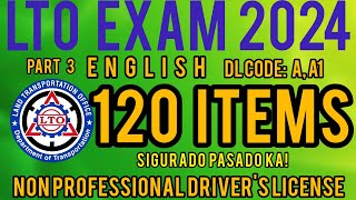 LTO NONPROFESSIONAL EXAM REVIEWER 2024  CODE A A1 ENGLISH PART 3 [upl. by Asseniv]