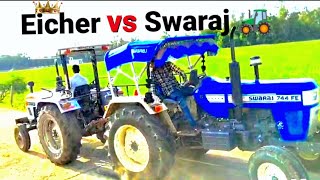 EICHER 551 VS SWARAJ 744 TOCHAN IN KAMASIN BANDA UP 90tractortochan eicher awarajtochan [upl. by Oinolopa597]