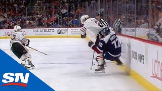 Duncan Keith Lays Out Joonas Donskoi With Textbook Body Check [upl. by Annoiek]