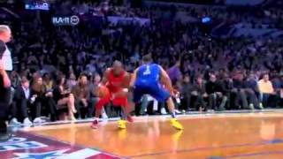 All Star Game 2011 Kobe Bryant Goes Past Derrick Rose for the TwoHanded Reverse Dunk [upl. by Enitsyrk]