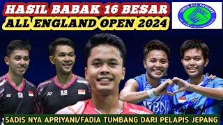 Hasil Semua Sektor 16 Besar Badminton Yonex All England Open 2024 Hari Ini [upl. by Adnuahsar]