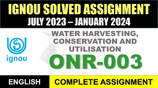 ONR 003 IGNOU Solved Assignment 202324  onr003  In English  July 2023 to Jan 2024  ONR 003 [upl. by Argyle]