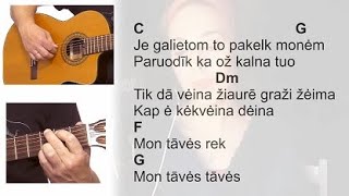 Austieja  ŽGŽ  žemaitiškai  AKORDAI  RITMAS 🎸 Mokomės groti gitara [upl. by Drahcir]