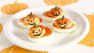 HALLOWEEN JackOLantern Deviled Eggs Recipe ハロウィン デビルド・エッグ レシピ [upl. by Aneeuq]