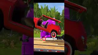 Double Flatbed Trailer Truck vs Speed bumps  Train vs Cars  Tractor vs Train  BeamNG Drive 179 [upl. by Ennaylloh]