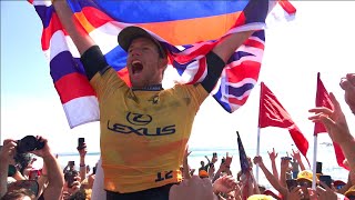 JOHN WINS 3RD SURFING WORLD TITLE AT WSL FINAL 5 EVENT FULL DAY [upl. by Naitsabas]