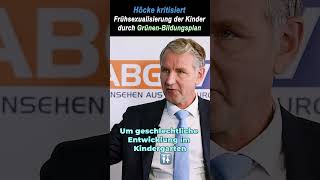 🚨 Frühsexualisierung raus aus Kindergärten❗Höcke afd kritisiert grüne Bildungsplan [upl. by Greg]