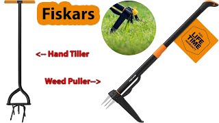 Fiskars Garden Tools  4 Claw Stand Up Weeder  40 Inch Long Handle Steel Tiller [upl. by Marchak]