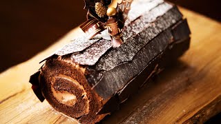 How to make Christmas Chocolate Log Cake “Bûche de Noël au chocolat” [upl. by Hakym354]