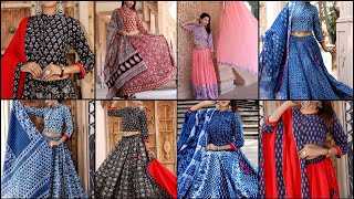 Bagru Cotton Printed Designer Top amp Skirt With Mulmul Duptta  Trendy Lehenga Choli Online Shopping [upl. by Mixam136]