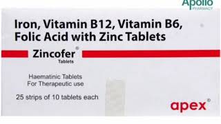 Zincofer Tablets Iron Vitamin B12 Vitamin B6 Folic Acid with Zinc Tablets [upl. by Hermione127]