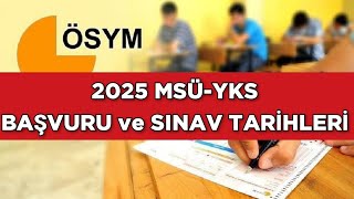 2025 MSÜYKS BAŞVURU VE SINAV TARİHLERİ [upl. by Uzzial]