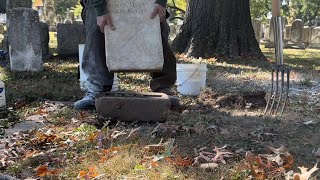 Repairing old gravestone of Four Year Old Douglas Slaughter from the 1800s [upl. by Cyb]