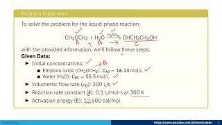 Building the Stoichiometric Table Ethylene Oxide Hydrolysis in a CSTR [upl. by Snehpets107]