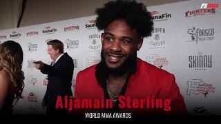 Aljamain Sterling talks plans for featherweight Merab Dvalishvili and more on MMA Awards red carpet [upl. by Aenel]