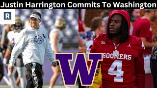 Justin Harrington Commits To Washington  Washington Huskies Transfer Portal News [upl. by Nilla588]