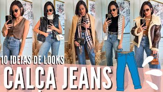 CALÇA JEANS 10 ideias de looks com calça WIDE LEG JEANS👖 como usar WIDE LEG jeans 15 OFF RENNER [upl. by Abita720]