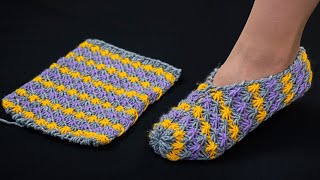 Very easy knitted slippers  simple knitting pattern [upl. by Amarillis361]