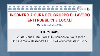 Incontro a cura del Gruppo di Lavoro Enti Pubblici e Locali [upl. by Esikram]