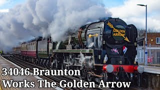 34046 Braunton Steams around Kent with The Golden Arrow Railtour  What a lovely loco to see [upl. by Nailluj]