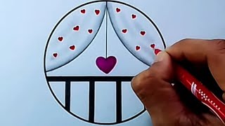 Beautiful Circle Drawing  Beautiful purple Heart Drawing  How to draw Circle 2023 [upl. by Mario]