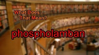 What does phospholamban mean [upl. by Eon]