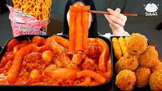 ASMR MUKBANG 직접 만든 불닭 로제 떡볶이 로제 불닭볶음면 치즈스틱 치즈볼 먹방 amp 레시피 FIRE NOODLES AND Tteokbokki EATING [upl. by Tayyebeb]