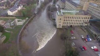 Saltaire Floods Flyover West Yorkshire UK  27th December 2015 1080p HD [upl. by Tab668]