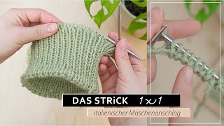 Italienischer Maschenanschlag in Runden  einfache Strickanleitung 8 das Strick 1x1 [upl. by Tali]