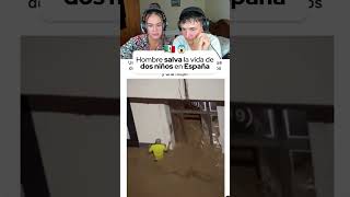 Hombre salva la vida de dos niños en España 😱🇪🇸 shorts shortsvideo dana [upl. by Tserof486]