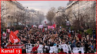 Protesters rally in France against Barnier’s appointment as prime minister [upl. by Ahsehyt922]