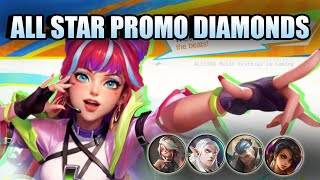 ALL STAR EVENTS AND PROMO DIAMONDS 2024  FREE SKINS AND TEAM UP TASKS [upl. by Ahsiekrats]