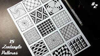 15 Zentangle Patterns  Part 2  Tutorial [upl. by Etnaud]