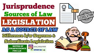 LEGISLATION IN JURISPRUDENCE  KINDS OF LEGISLATION  DIFFERENCE BW SUPREME amp SUBORDINATE LEGISLATI [upl. by Aneahs308]