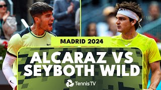 Carlos Alcaraz vs Thiago Seyboth Wild Match Highlights  Madrid 2024 [upl. by Irrek813]