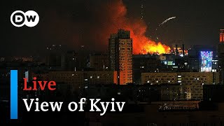 LIVE View of Kyiv as Ukrainians battle Russian invasion  DW News [upl. by Etteniotnna]