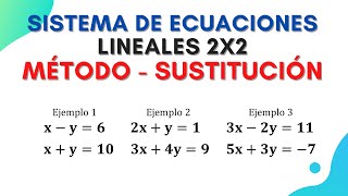 Sistema de ecuaciones lineales 2x2  Método de SUSTITUCIÓN  Súper fácil  Paso a paso [upl. by Emmit39]