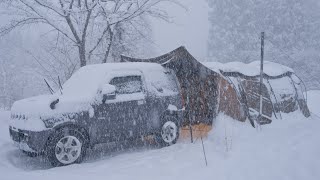 Heavy Snowfall Car Camping [upl. by Eelrebmik]