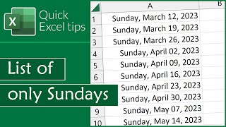 How to create a list of only Sundays [upl. by Nosloc659]