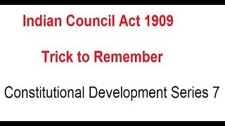 Indian Council Act 1909 Constitutional development series Part 7 [upl. by Oos]