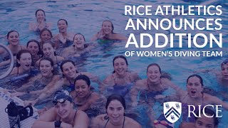 Rice University announces the addition of a diving program to their existing swim team [upl. by Nabetse600]