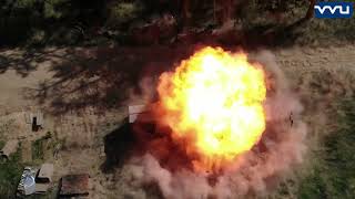 Explosion resistance test of 20 kg TNT from 5 m drone shot [upl. by Sower392]