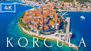 Aerial view of Korcula 4K UHD  Peninsula Korcula island Croatia [upl. by Gaul]