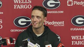 Carson Beck discusses Georgia offensive struggles first half against Ole Miss [upl. by Yrolam]