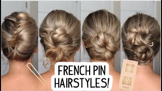 HOW TO FRENCH PIN HAIRSTYLES FOR SUMMER  SHORT MEDIUM amp LONG HAIRSTYLES [upl. by Normi863]