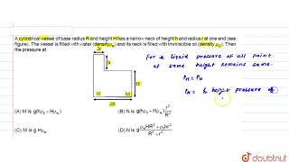 A cylindrical vessel of base radius R and height H has a narrow neck of height h and radius r at [upl. by Jacey]