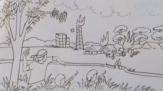 How to draw Liberation War scenery step by step  সহজে মুক্তিযুদ্ধের দৃশ্য আকাঁ [upl. by Adnalro]