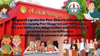 DAVV University  How to apply for Degree certificate in DAVV University davvuniversitynews davv [upl. by Vincelette29]